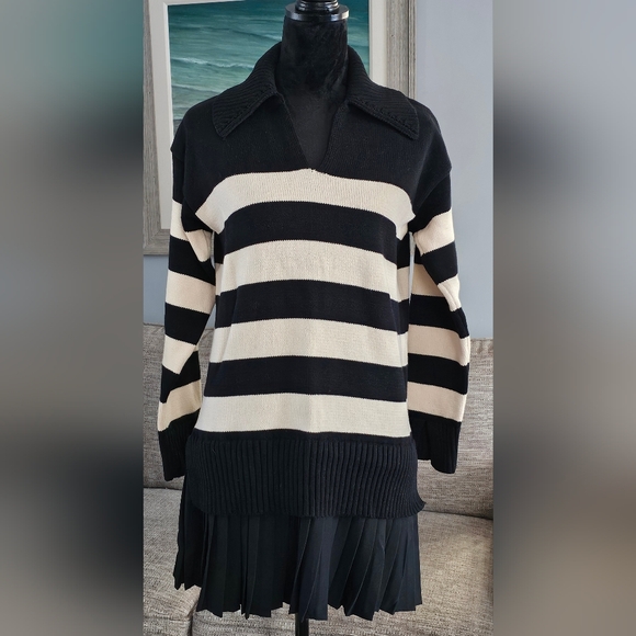 English Factory Dresses & Skirts - English Factory Collared Twofer Sweater Mini Dress Sz S